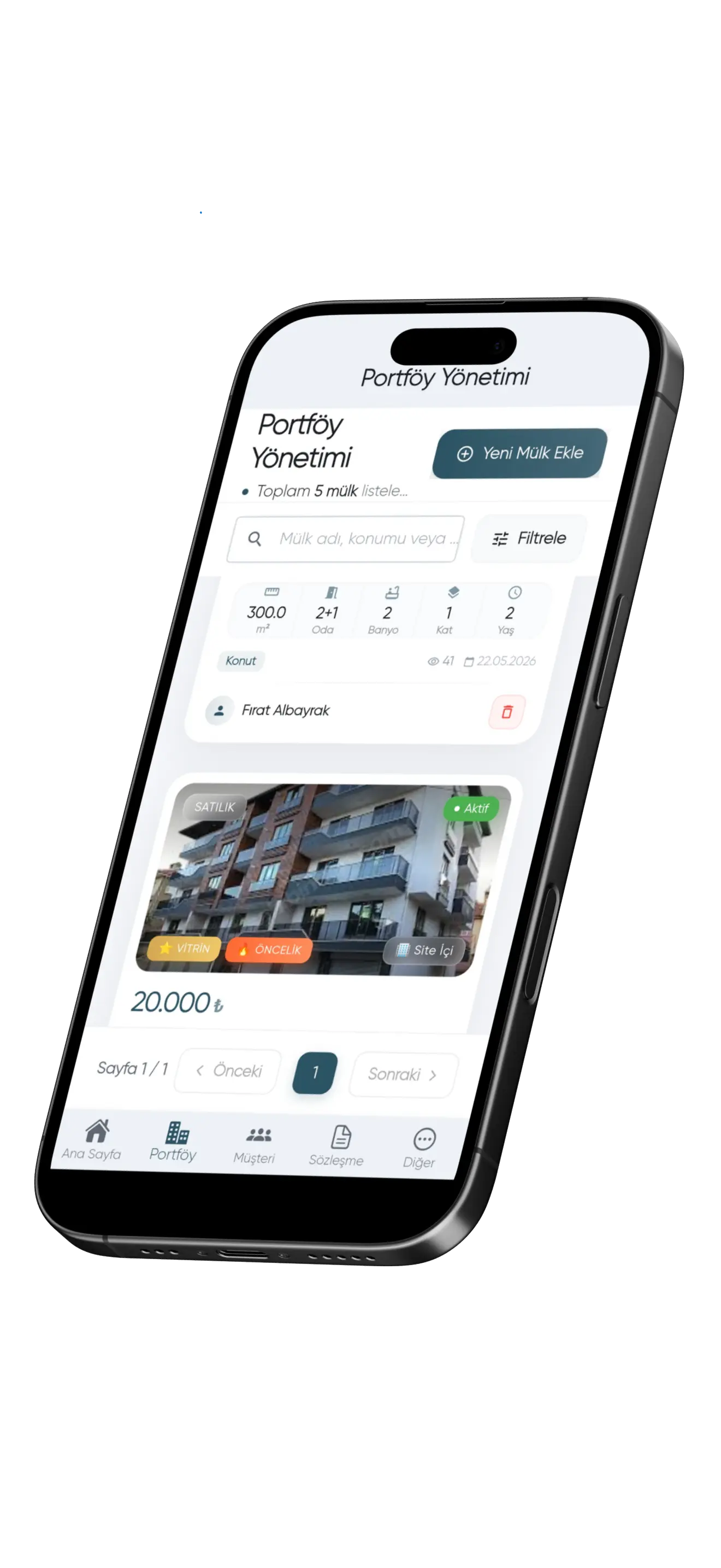 Asist Emlak Mobil Uygulama Dashboard